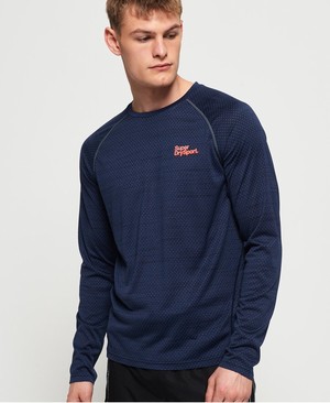 Superdry Active Loose Microvent Hosszú Ujjú Férfi Pólók Sötétkék | DWMLK7968